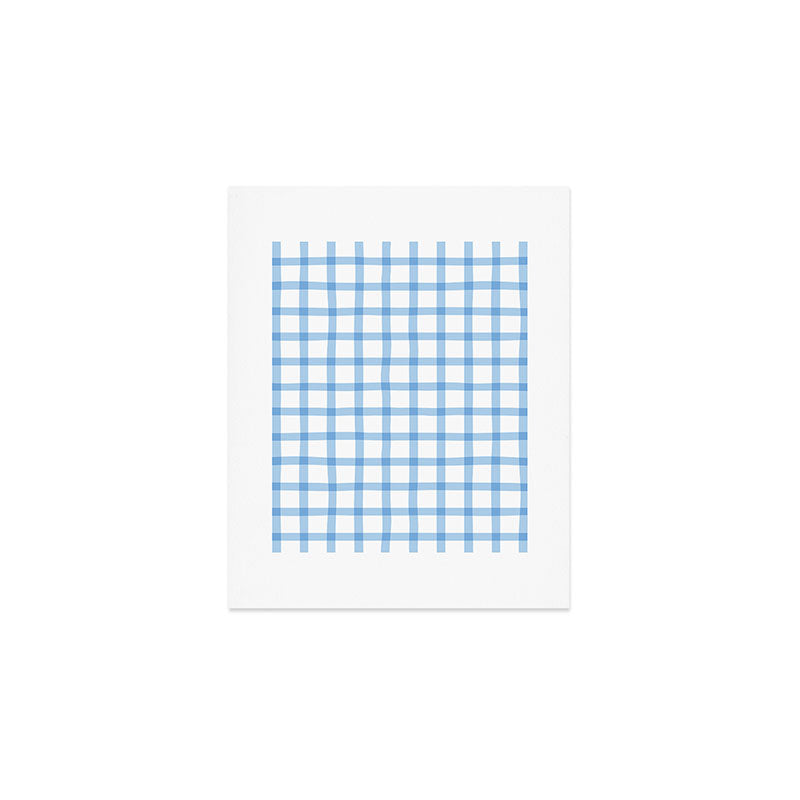 Blue geometric plaid gingham pattern Art Print Gallery Image 1