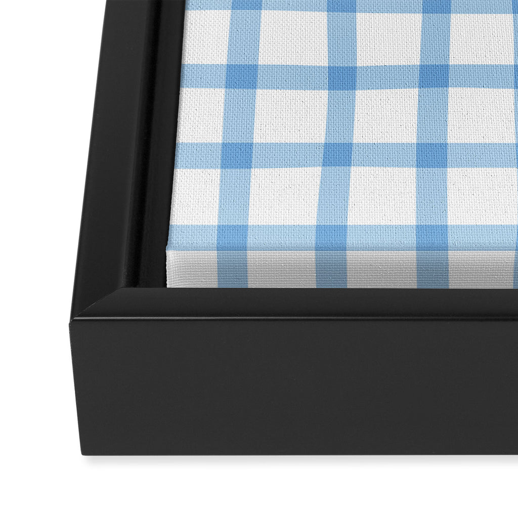 Blue geometric plaid gingham pattern Framed Canvas Print Gallery Image 3