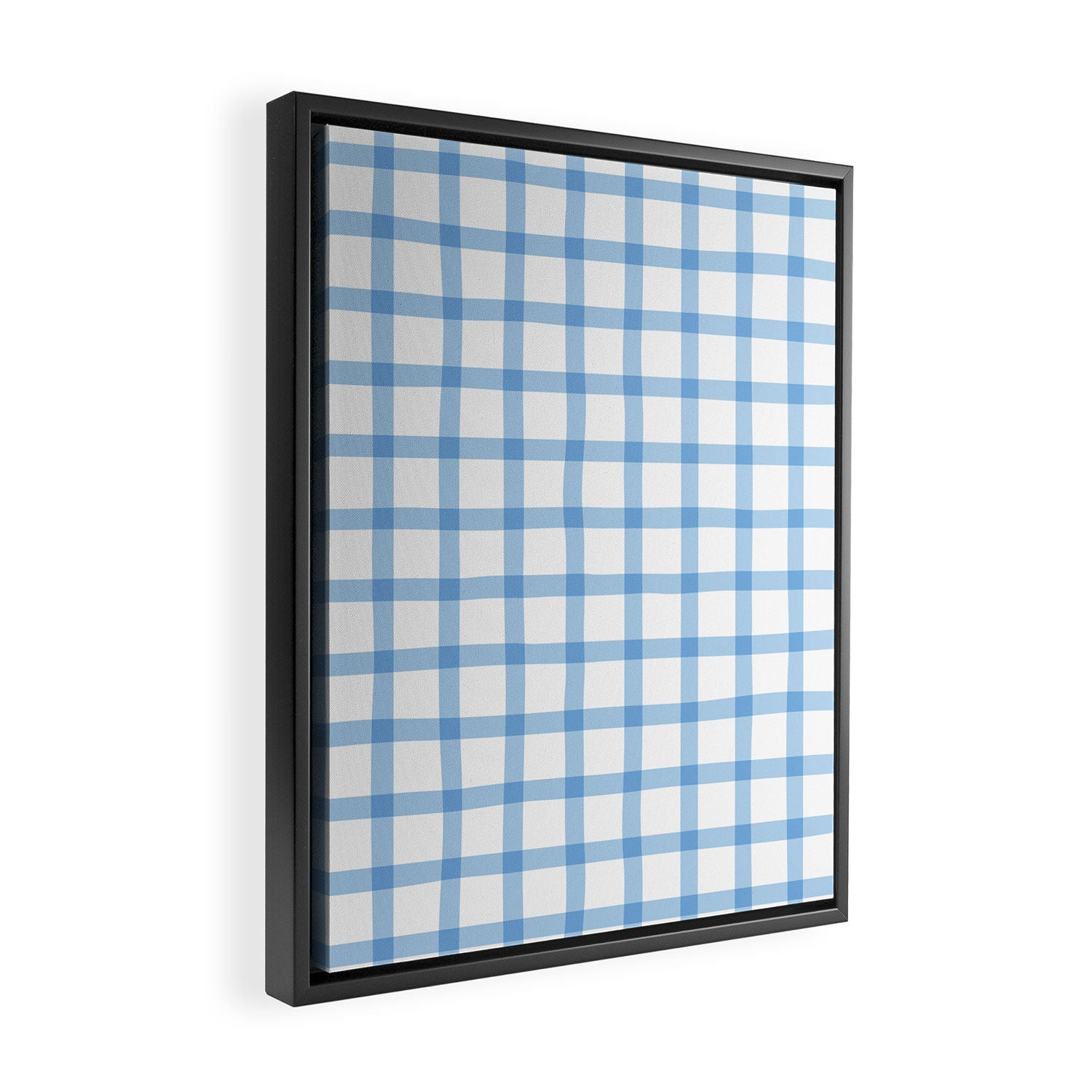 Blue geometric plaid gingham pattern Framed Canvas Print Gallery Image 2