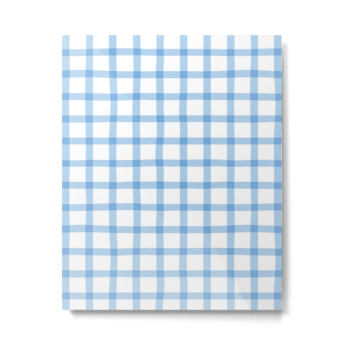 Blue geometric plaid gingham pattern Metal Print Gallery Image 1