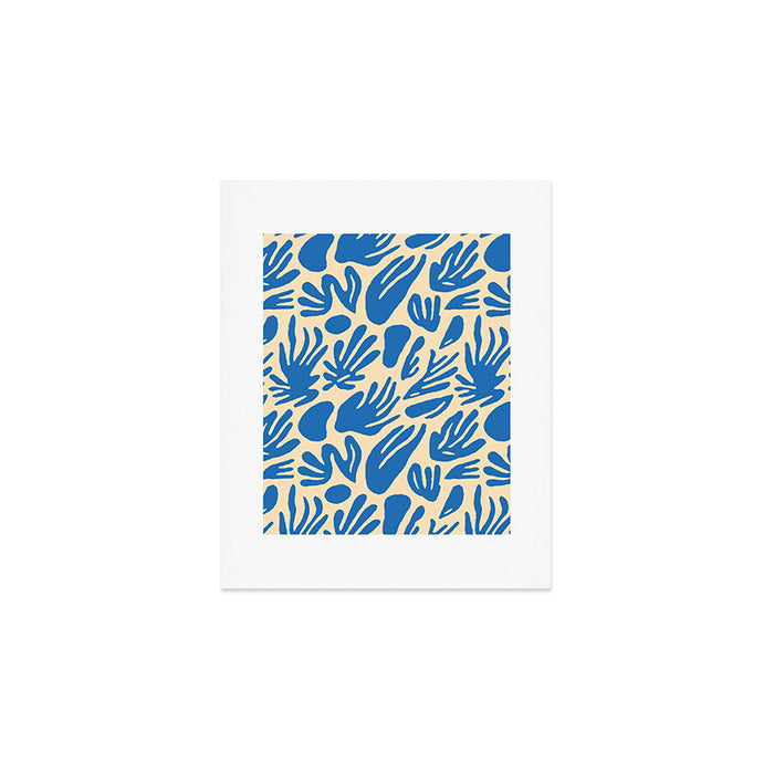 Blue nature leaf shape art pattern Art Print Gallery Image 1