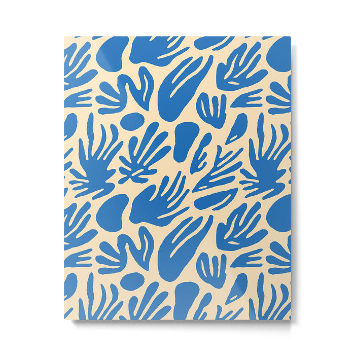 Blue nature leaf shape art pattern Metal Print Gallery Image 1