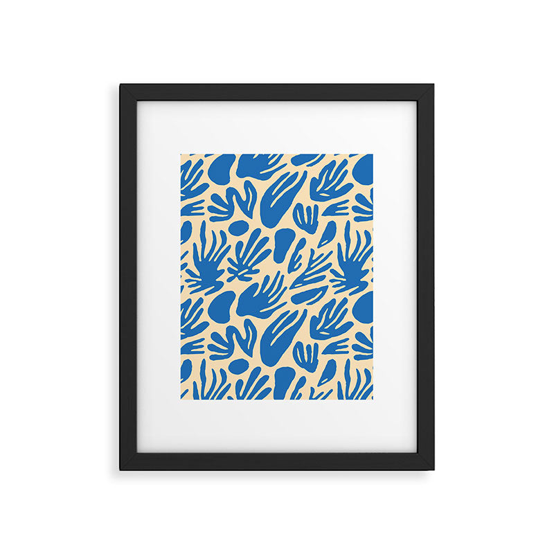 Blue nature leaf shape art pattern Framed Art Print Gallery Image 6