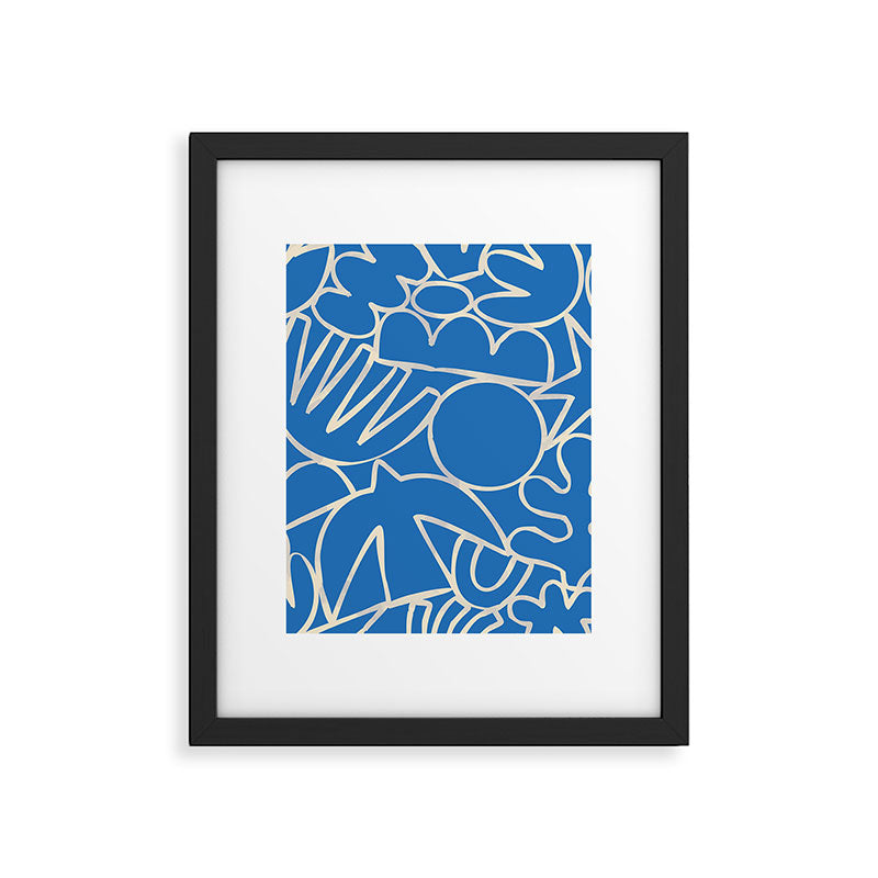 Blue organic nature art shape paint pattern Framed Art Print Gallery Image 6