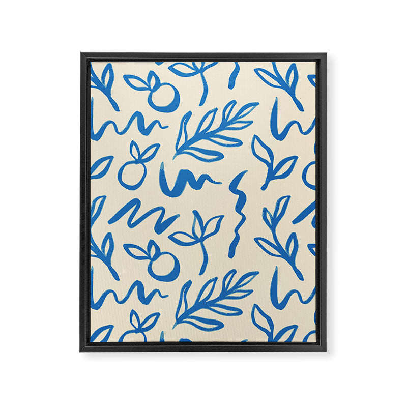 Blue organic watercolor nature art pattern Framed Canvas Print Gallery Image 8