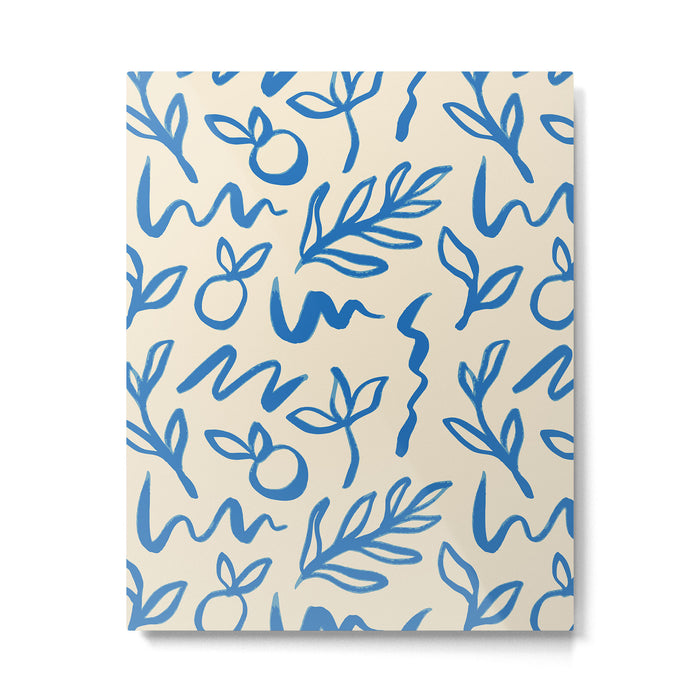 Blue organic watercolor nature art pattern Metal Print Gallery Image 1