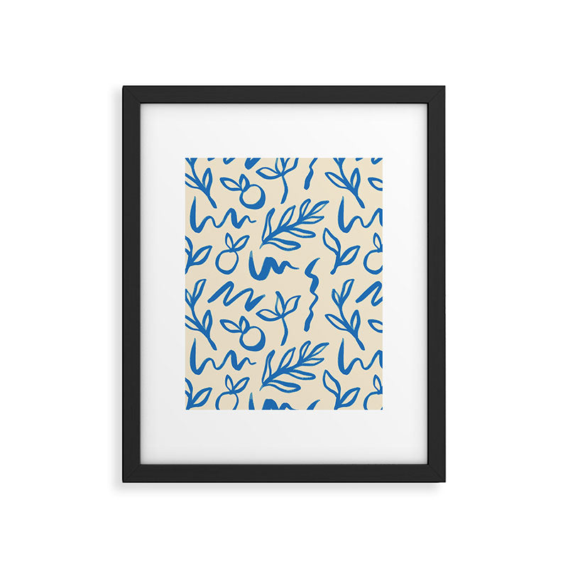 Blue organic watercolor nature art pattern Framed Art Print Gallery Image 6