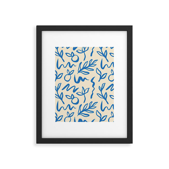 Blue organic watercolor nature art pattern Framed Art Print Gallery Image 1
