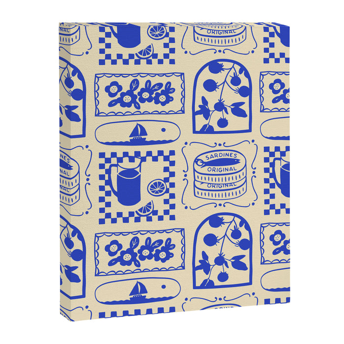 Blue summer vacation patchwork art pattern Canvas Print Gallery Image 1