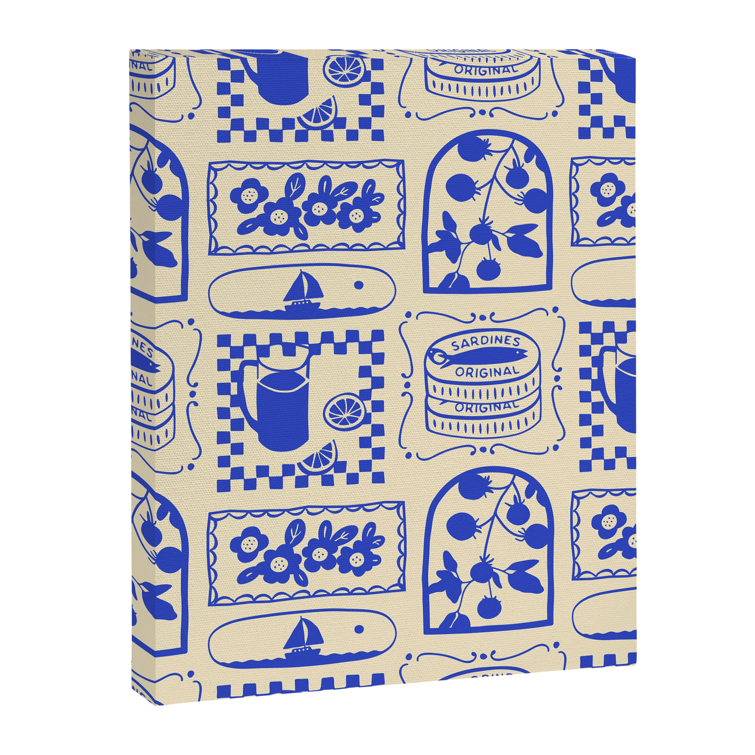 Blue summer vacation patchwork art pattern Canvas Print Gallery Image 8