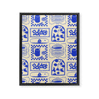 Blue summer vacation patchwork art pattern Framed Canvas Print Gallery Image 8