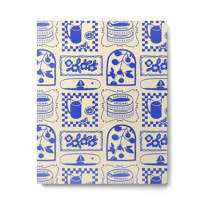 Blue summer vacation patchwork art pattern Metal Print Gallery Image 1