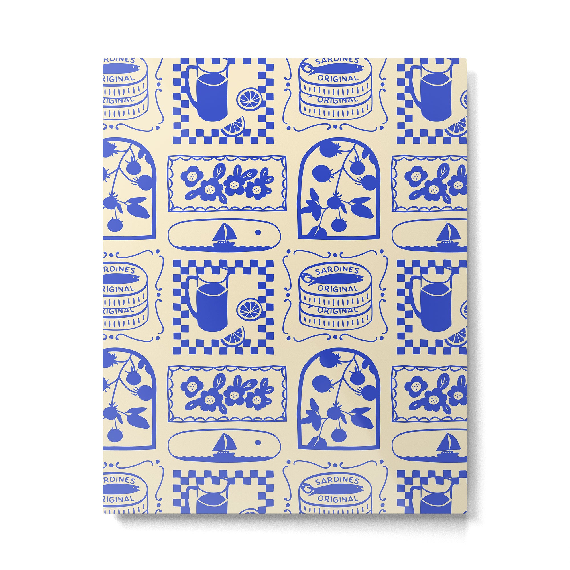 Blue summer vacation patchwork art pattern Metal Print Gallery Image 6