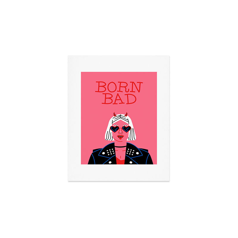Born bad devil woman cartoon portrait art Art Print Gallery Image 1