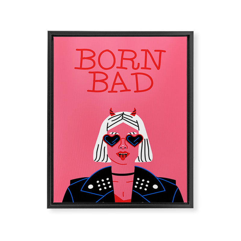 Born bad devil woman cartoon portrait art Framed Canvas Print Gallery Image 6