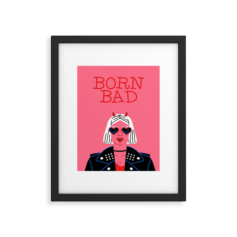 Born bad devil woman cartoon portrait art Framed Art Print Gallery Image 5