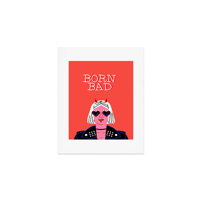 Born bad funny devil woman rocker girl print cartoon Art Print Gallery Image 1