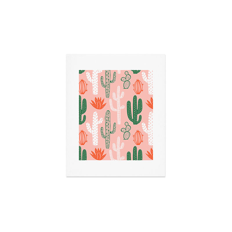 Cactus plant doodle art pattern Art Print Gallery Image 1