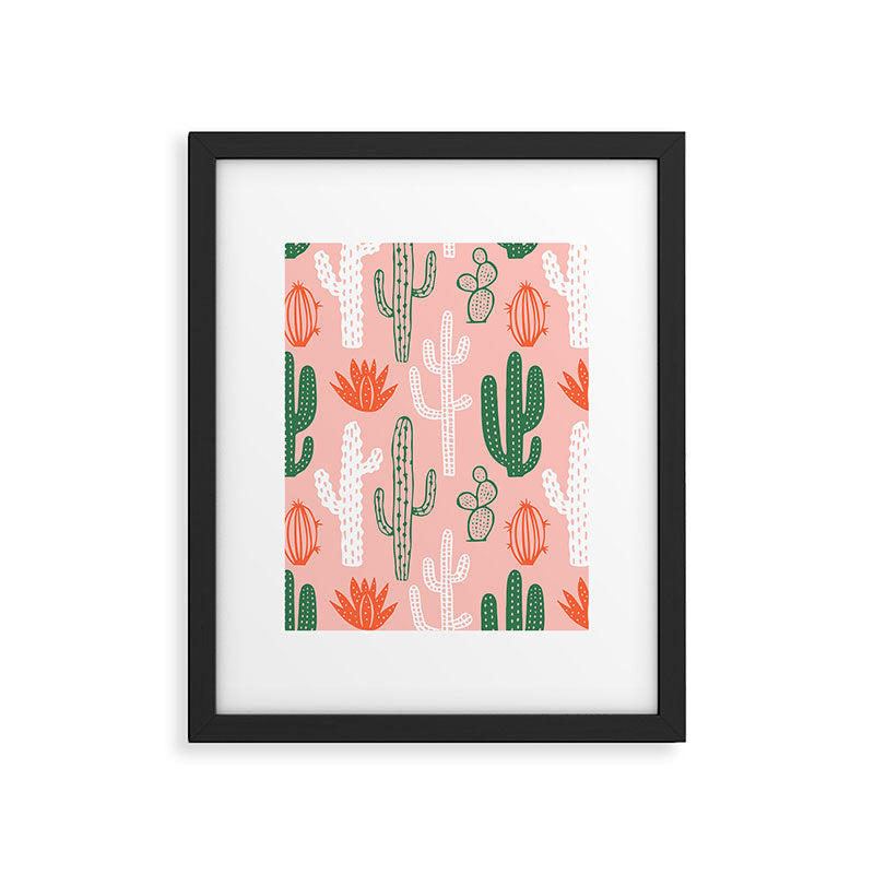 Cactus plant doodle art pattern Framed Art Print Gallery Image 6