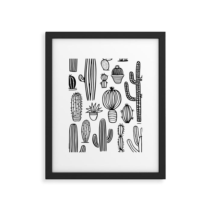 Cactus plant doodle art pattern Framed Art Print Gallery Image 1