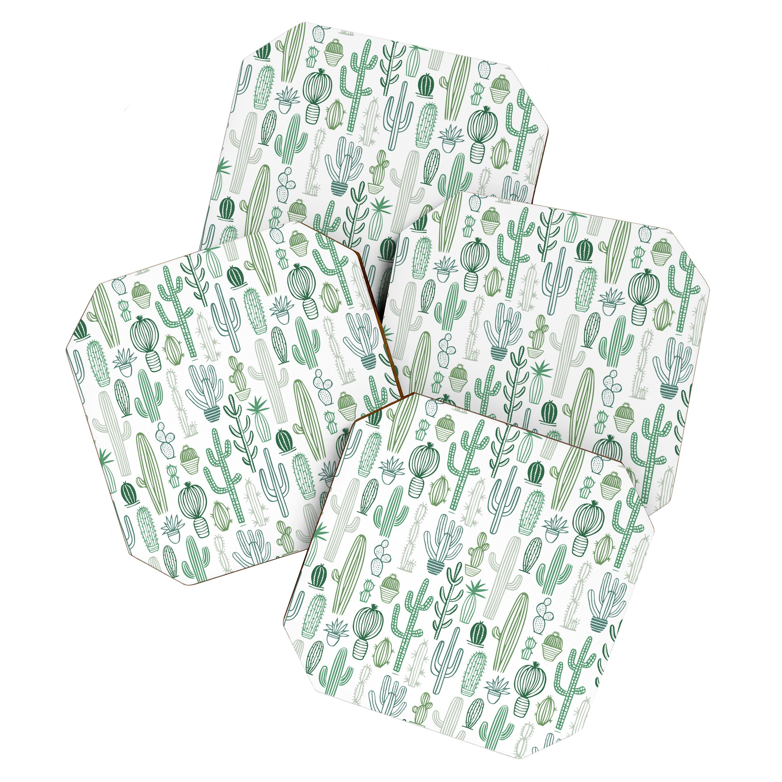 Cactus plant hand drawn doodle pattern Coaster Gallery Image 1