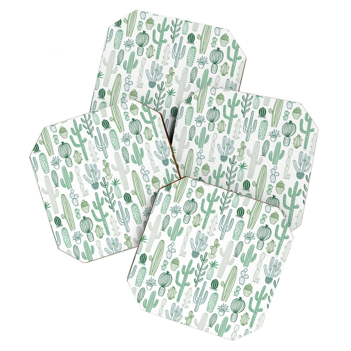 Cactus plant hand drawn doodle pattern Coaster Gallery Image 1