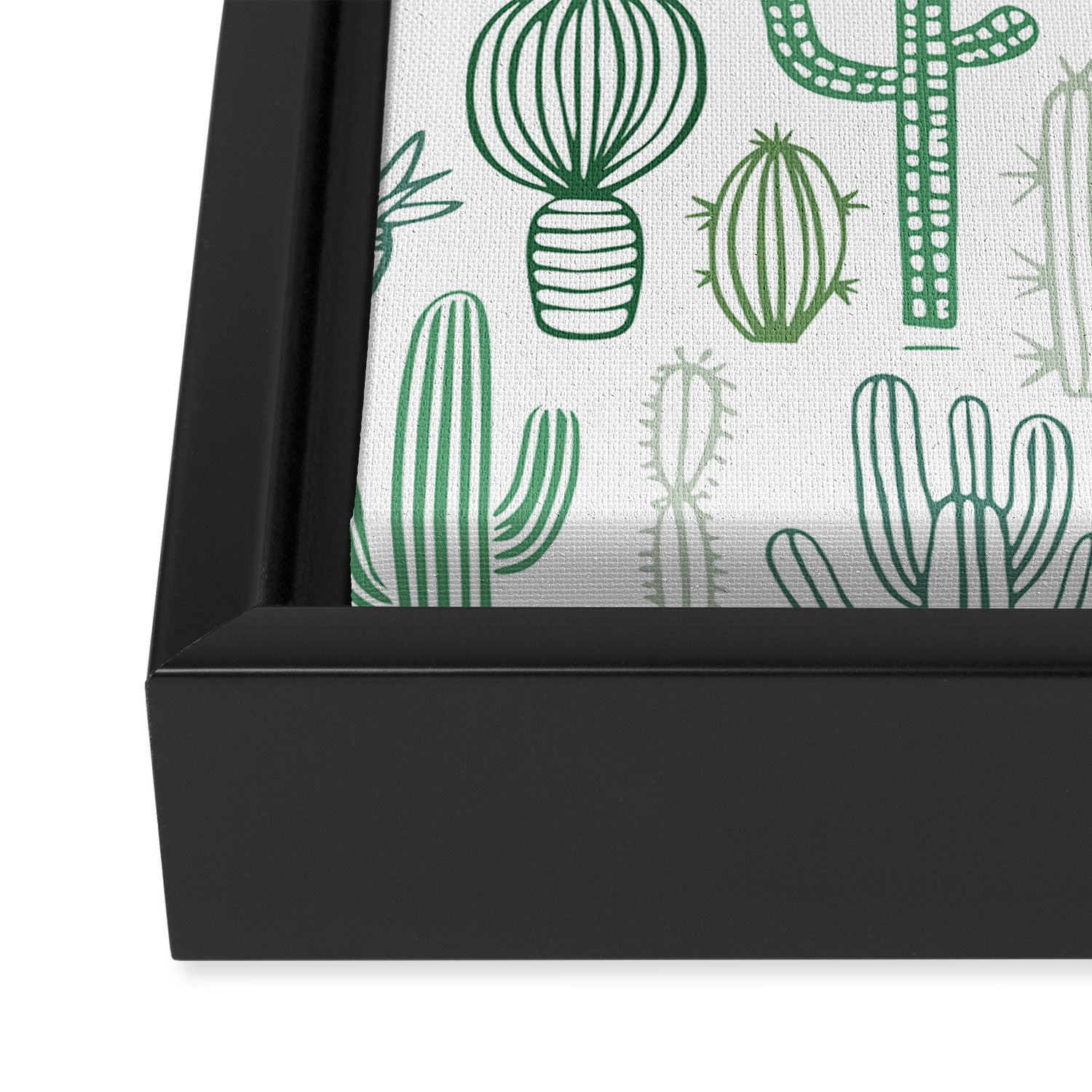 Cactus plant hand drawn doodle pattern Framed Canvas Print Gallery Image 3
