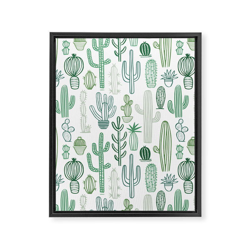 Cactus plant hand drawn doodle pattern Framed Canvas Print Gallery Image 8