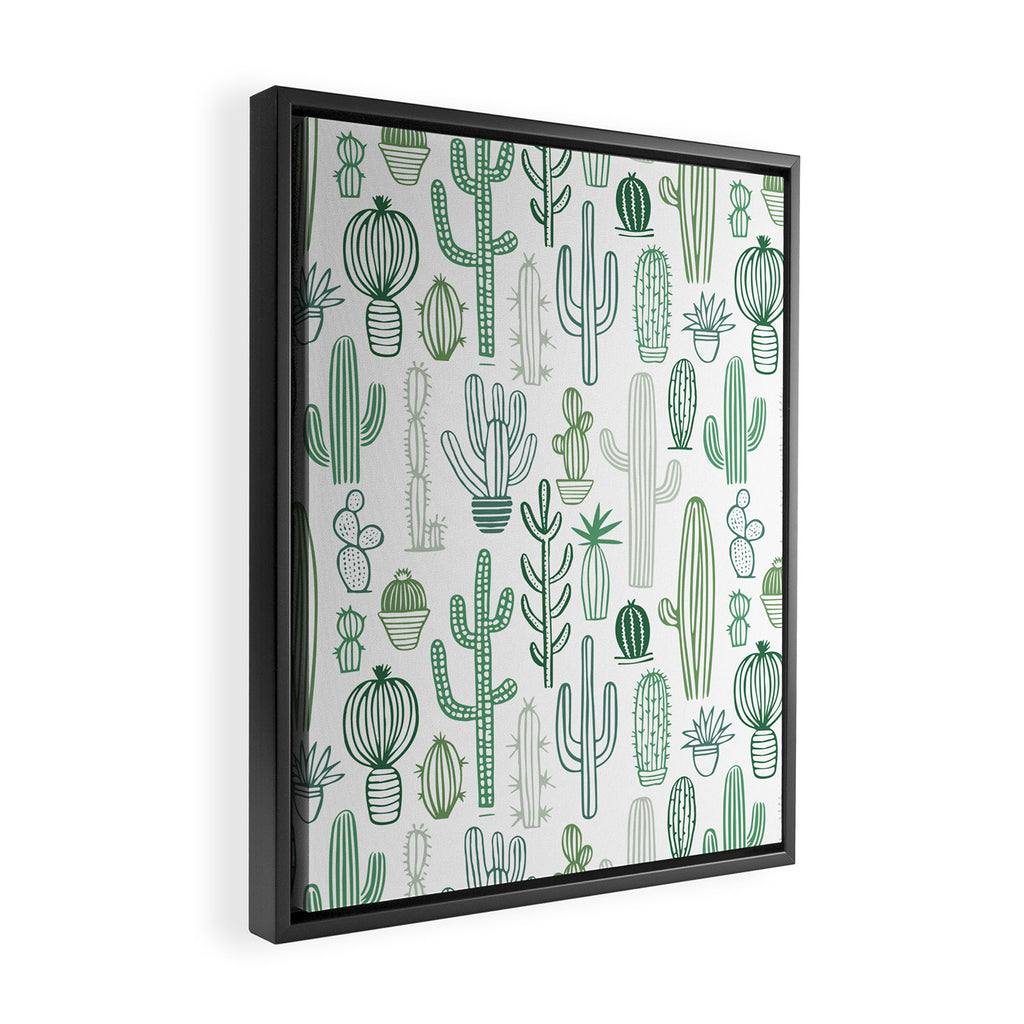 Cactus plant hand drawn doodle pattern Framed Canvas Print Gallery Image 2