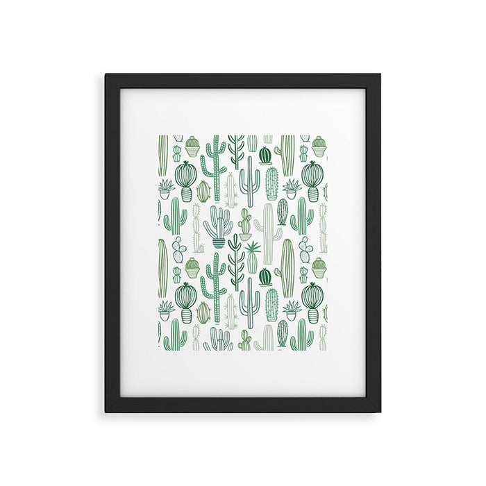 Cactus plant hand drawn doodle pattern Framed Art Print Gallery Image 1