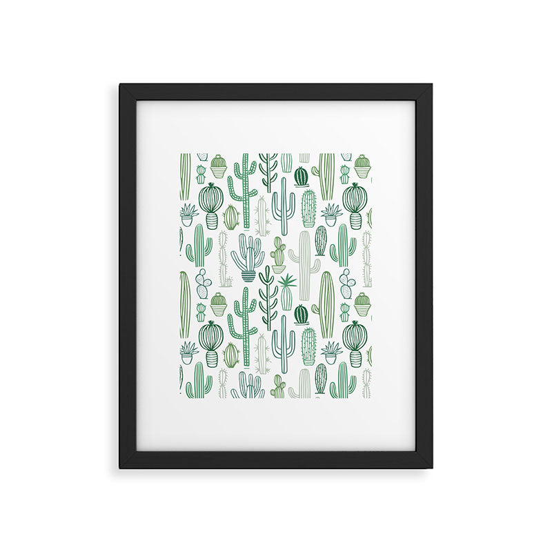 Cactus plant hand drawn doodle pattern Framed Art Print Gallery Image 6