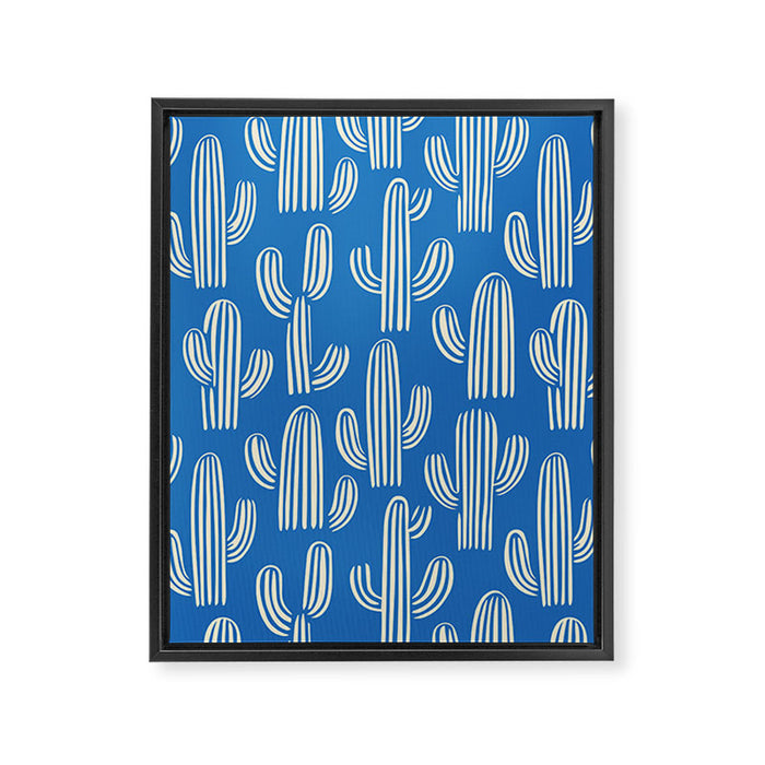 Cactus plant hand drawn pattern Framed Canvas Print Gallery Image 1