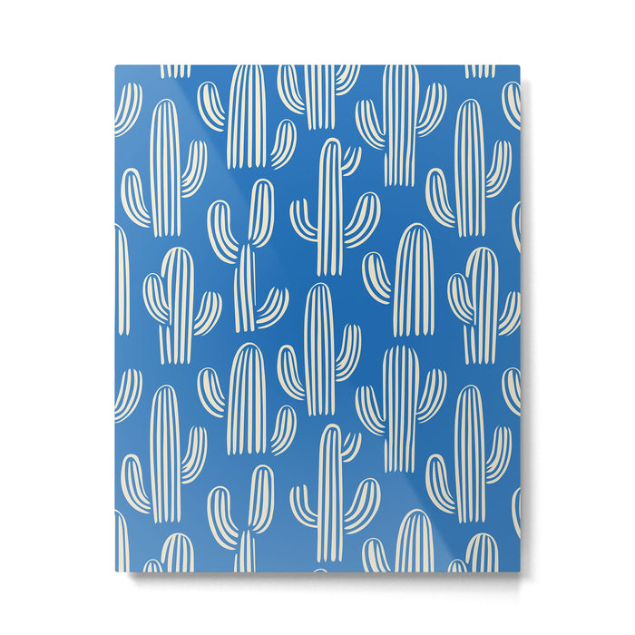 Cactus plant hand drawn pattern Metal Print Gallery Image 1