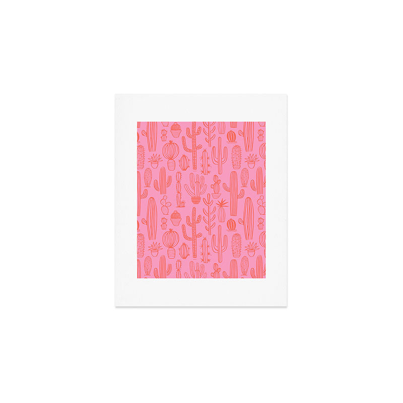 Cactus succulent plant doodle art pattern Art Print Gallery Image 1