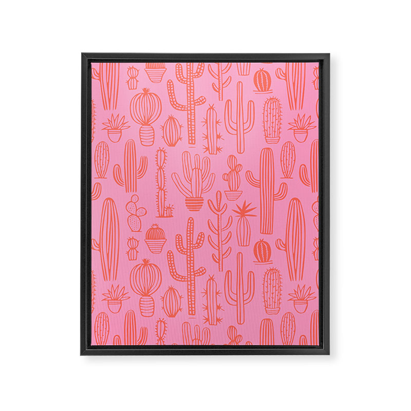 Cactus succulent plant doodle art pattern Framed Canvas Print Gallery Image 8