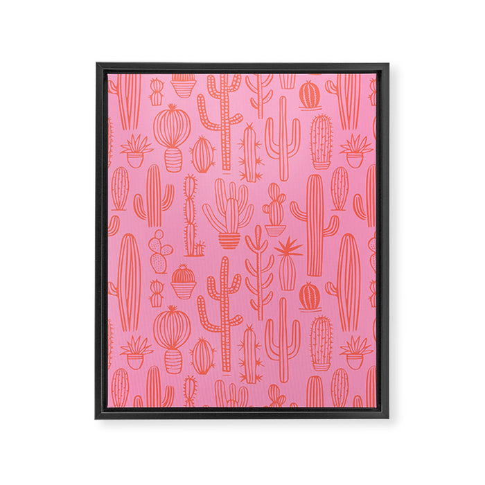 Cactus succulent plant doodle art pattern Framed Canvas Print Gallery Image 1