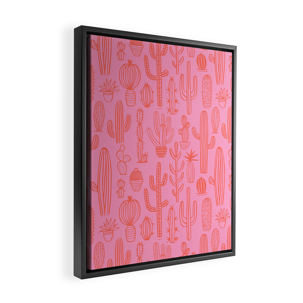 Cactus succulent plant doodle art pattern Framed Canvas Print Gallery Image 2