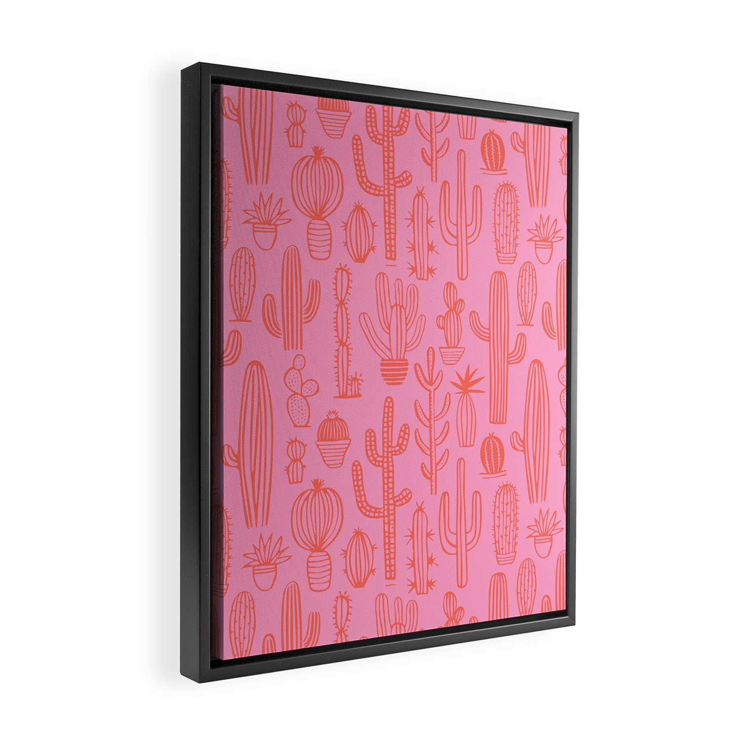 Cactus succulent plant doodle art pattern Framed Canvas Print Gallery Image 2