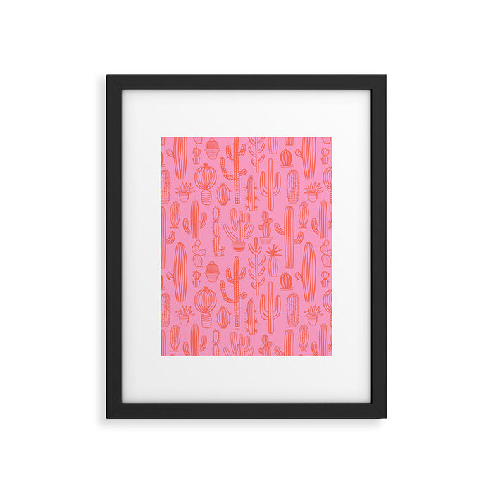Cactus succulent plant doodle art pattern Framed Art Print Gallery Image 1