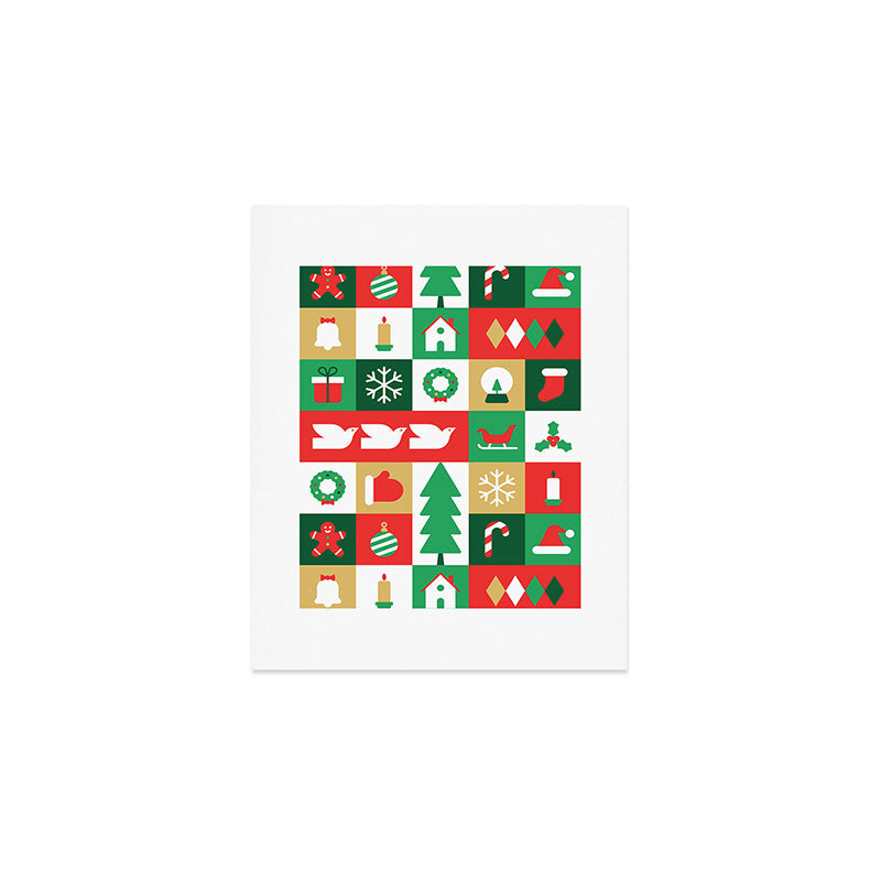 Christmas geometric mosaic art pattern Art Print Gallery Image 1