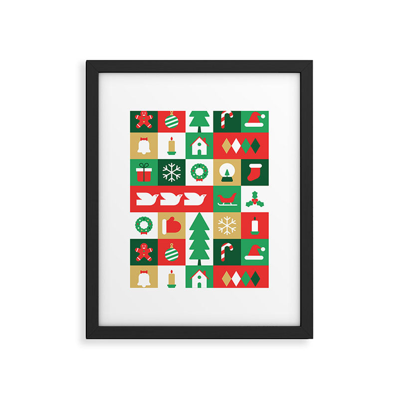 Christmas geometric mosaic art pattern Framed Art Print Gallery Image 6