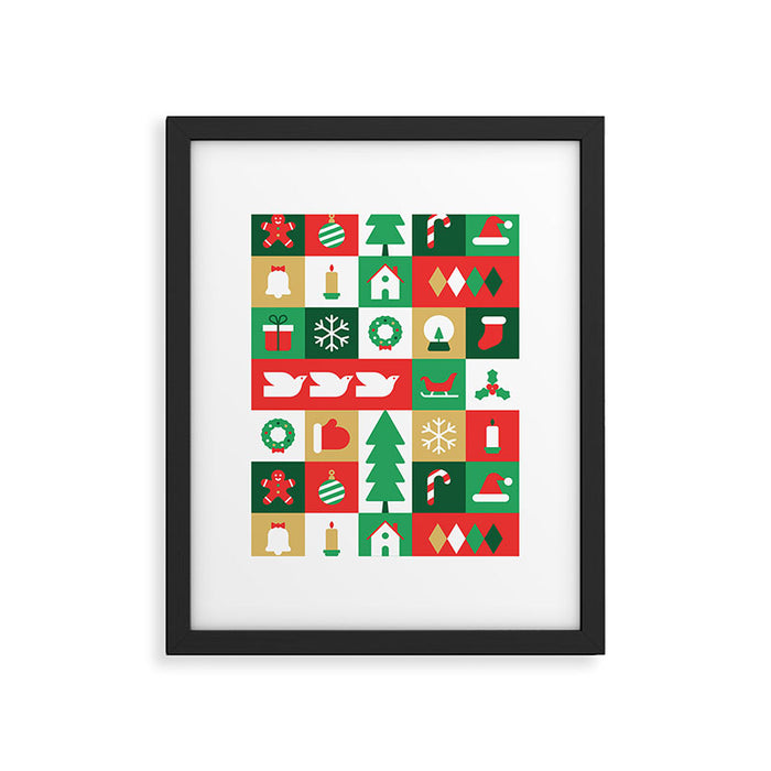 Christmas geometric mosaic art pattern Framed Art Print Gallery Image 1