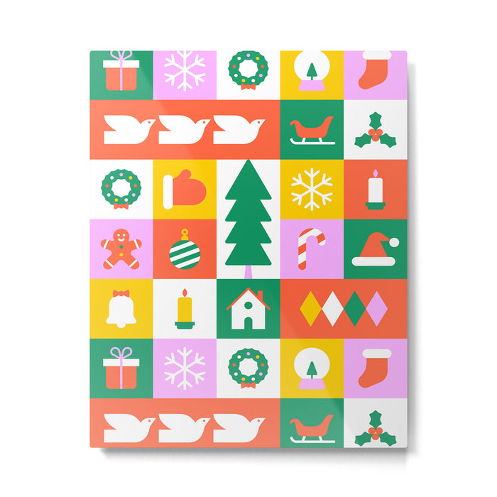 Christmas geometric mosaic art pattern Metal Print Gallery Image 1