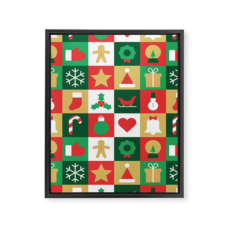 Christmas geometric patchwork mosaic pattern Framed Canvas Print Gallery Image 8