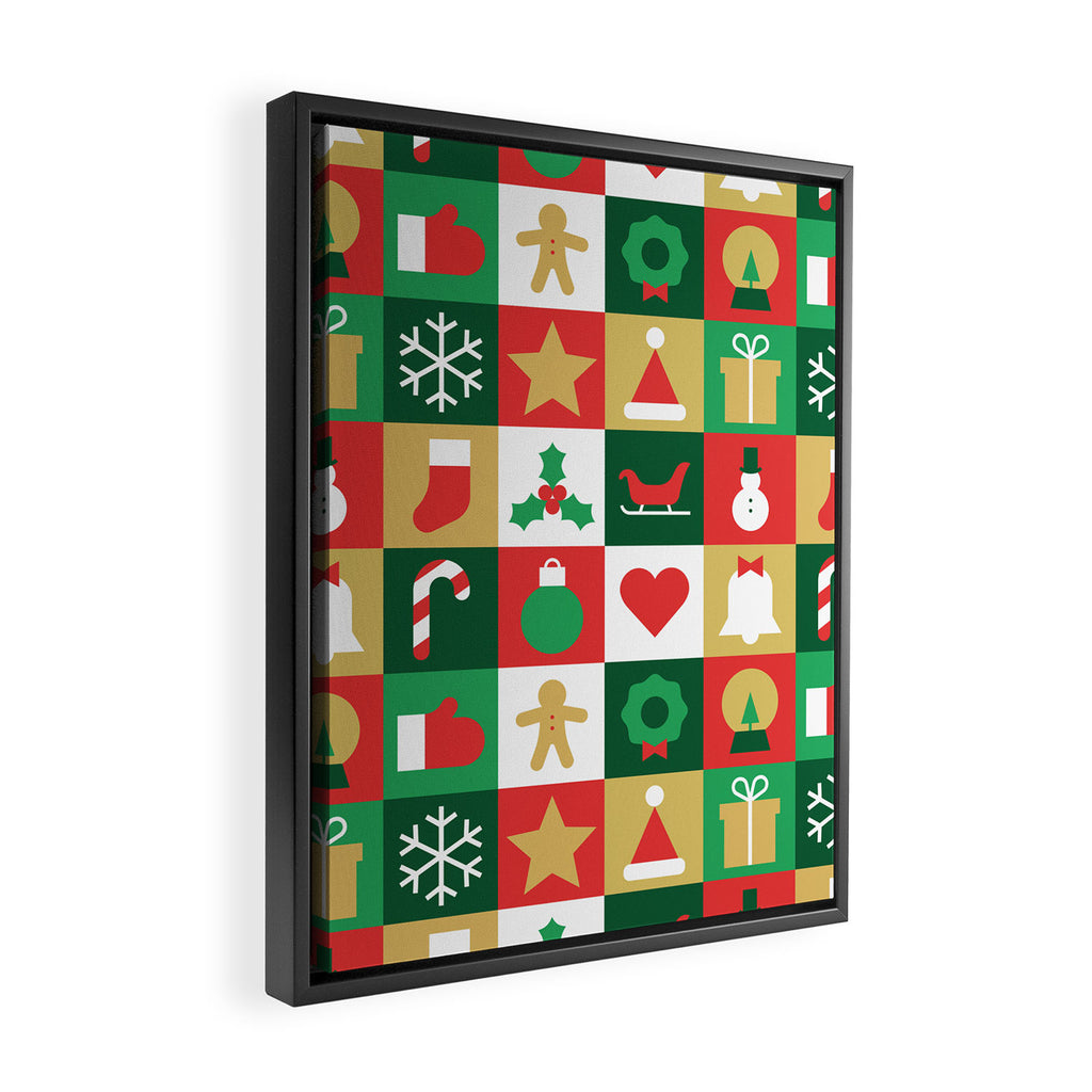Christmas geometric patchwork mosaic pattern Framed Canvas Print Gallery Image 2