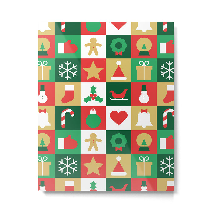 Christmas geometric patchwork mosaic pattern Metal Print Gallery Image 1