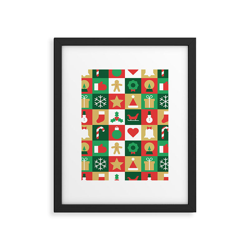 Christmas geometric patchwork mosaic pattern Framed Art Print Gallery Image 6