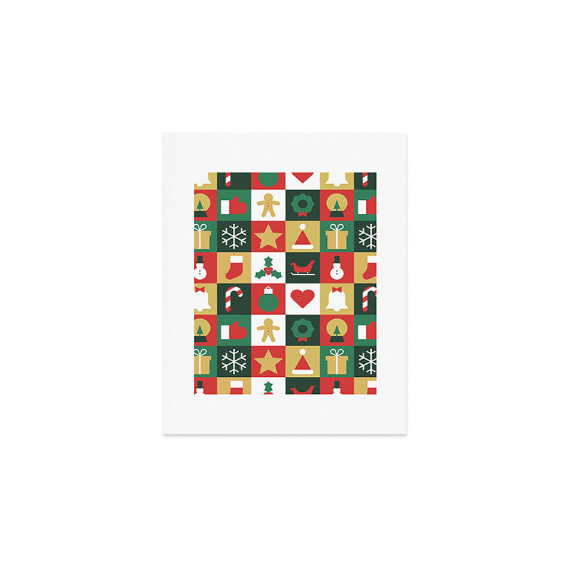 Christmas mosaic geometric pattern Art Print Gallery Image 1