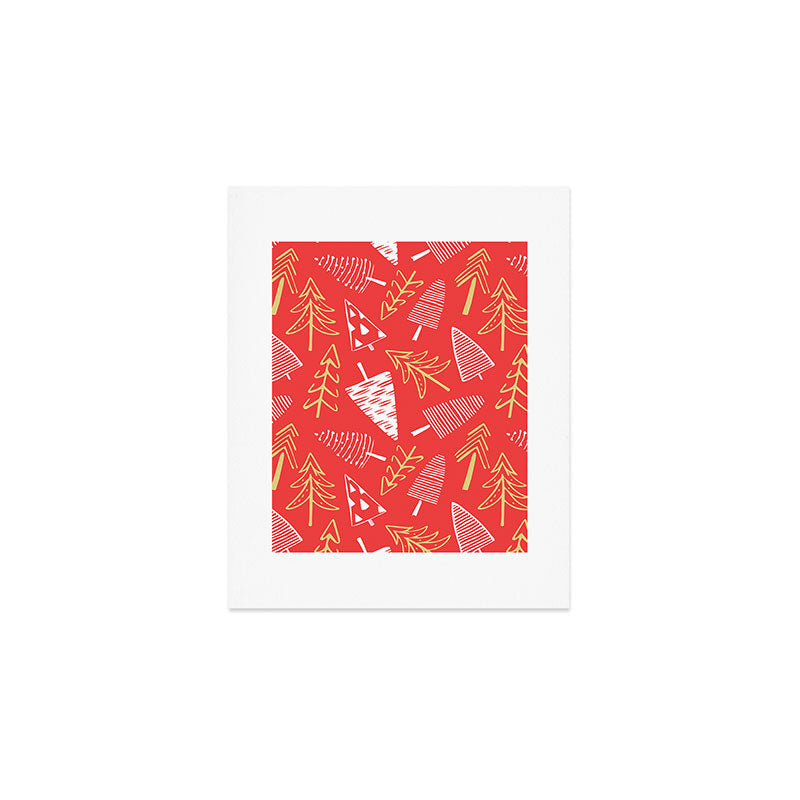 Christmas pine tree doodle art pattern Art Print Gallery Image 1