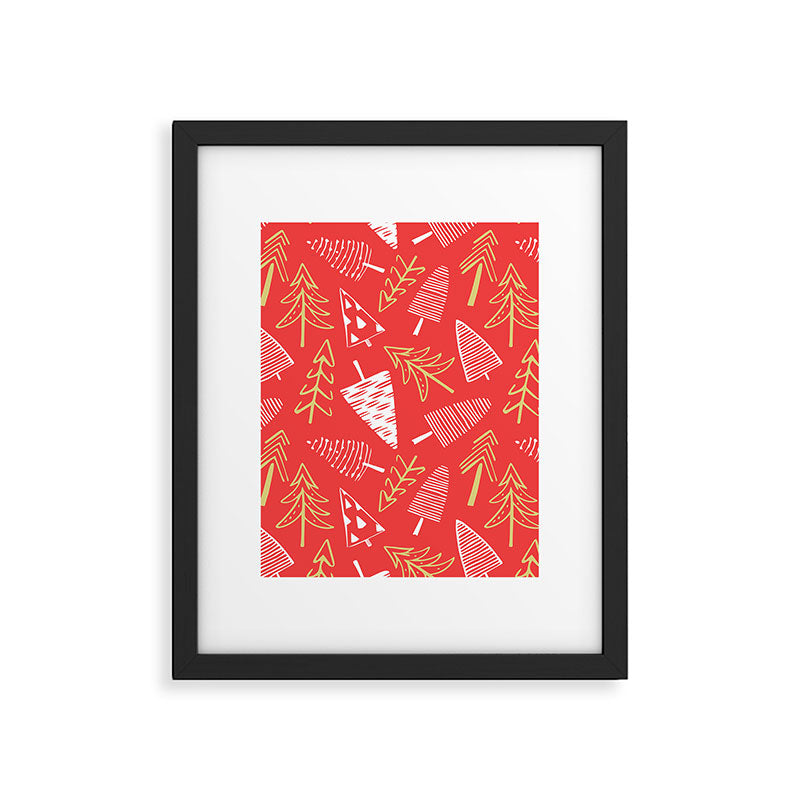 Christmas pine tree doodle art pattern Framed Art Print Gallery Image 6